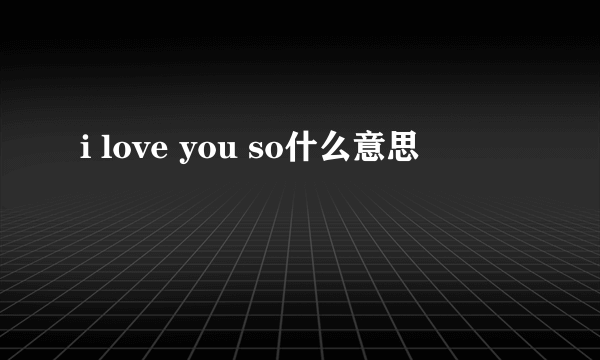 i love you so什么意思