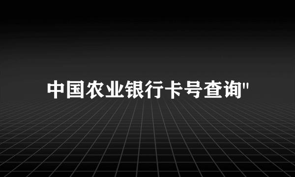 中国农业银行卡号查询