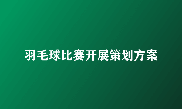 羽毛球比赛开展策划方案