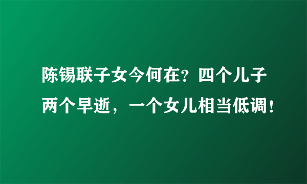 陈锡联子女今何在？四个儿子两个早逝，一个女儿相当低调！