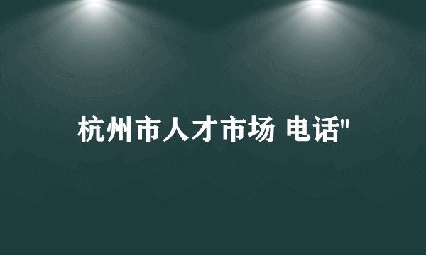 杭州市人才市场 电话