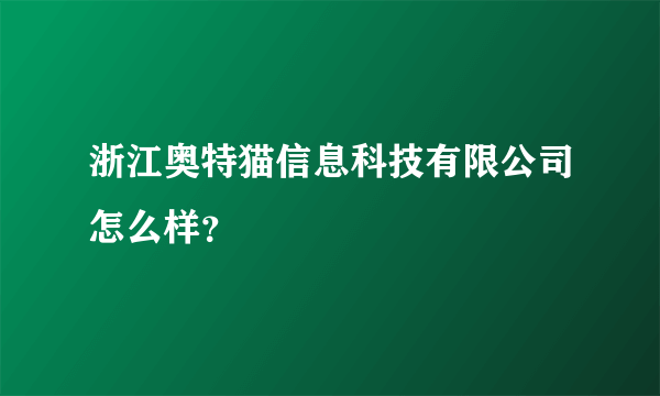 浙江奥特猫信息科技有限公司怎么样？