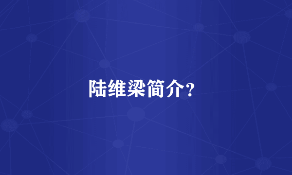 陆维梁简介？