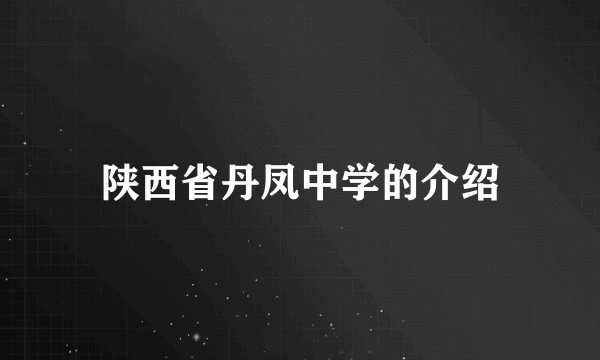 陕西省丹凤中学的介绍