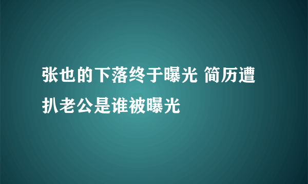 张也的下落终于曝光 简历遭扒老公是谁被曝光