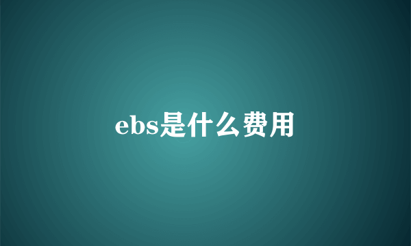 ebs是什么费用