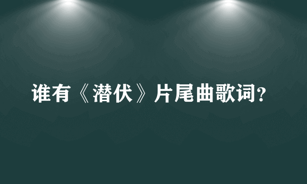 谁有《潜伏》片尾曲歌词？