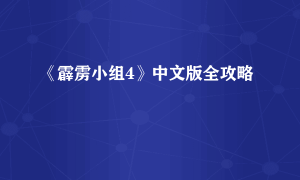 《霹雳小组4》中文版全攻略