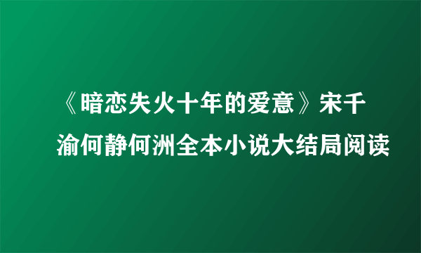 《暗恋失火十年的爱意》宋千渝何静何洲全本小说大结局阅读