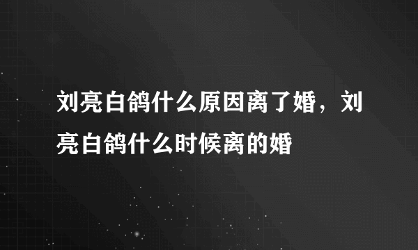 刘亮白鸽什么原因离了婚，刘亮白鸽什么时候离的婚