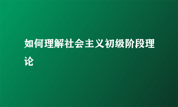 如何理解社会主义初级阶段理论