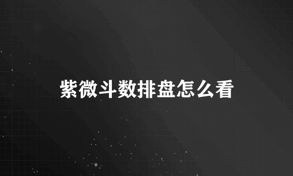 紫微斗数排盘怎么看