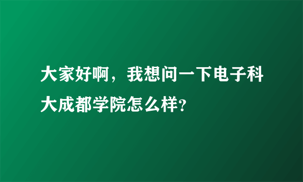 大家好啊，我想问一下电子科大成都学院怎么样？