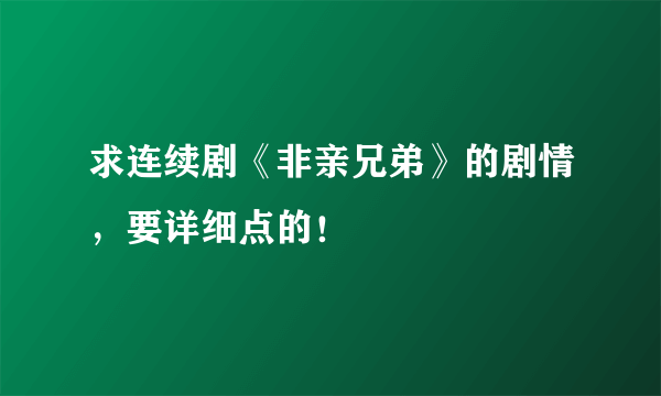 求连续剧《非亲兄弟》的剧情，要详细点的！