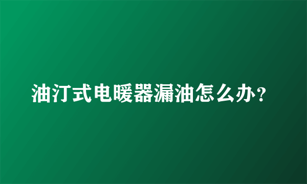 油汀式电暖器漏油怎么办？