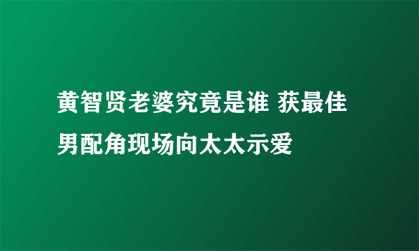 黄智贤老婆究竟是谁 获最佳男配角现场向太太示爱