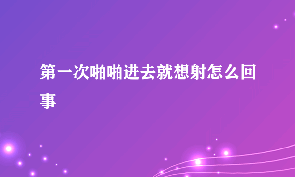 第一次啪啪进去就想射怎么回事