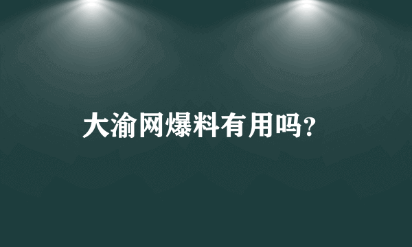 大渝网爆料有用吗？