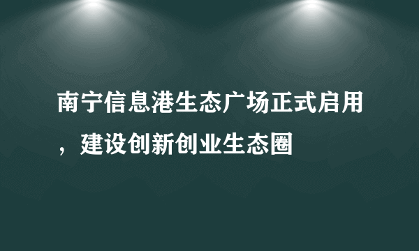 南宁信息港生态广场正式启用，建设创新创业生态圈