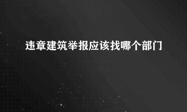 违章建筑举报应该找哪个部门