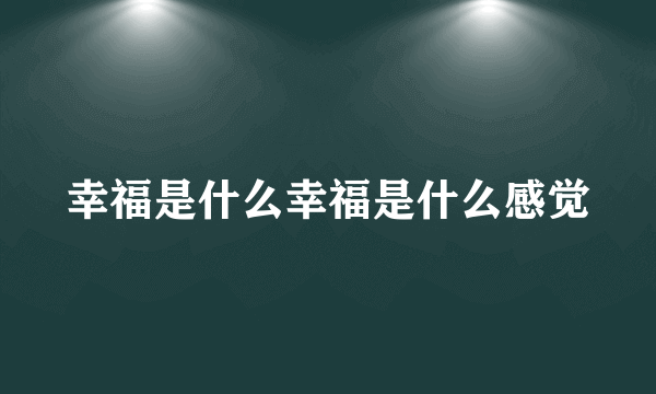 幸福是什么幸福是什么感觉