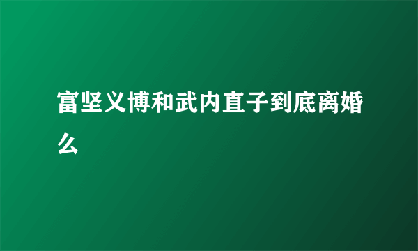 富坚义博和武内直子到底离婚么