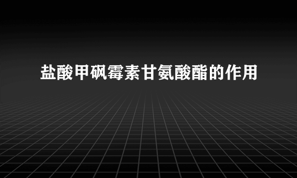 盐酸甲砜霉素甘氨酸酯的作用