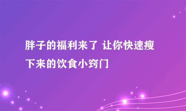 胖子的福利来了 让你快速瘦下来的饮食小窍门