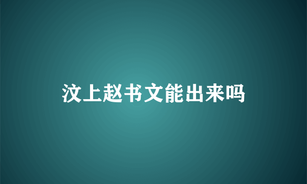 汶上赵书文能出来吗