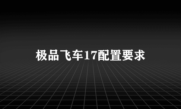 极品飞车17配置要求