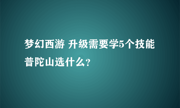 梦幻西游 升级需要学5个技能 普陀山选什么？