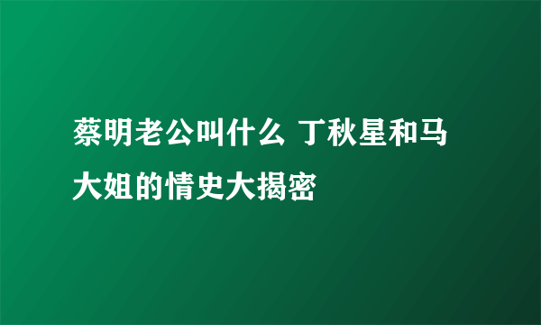 蔡明老公叫什么 丁秋星和马大姐的情史大揭密