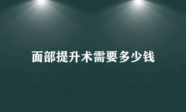 面部提升术需要多少钱