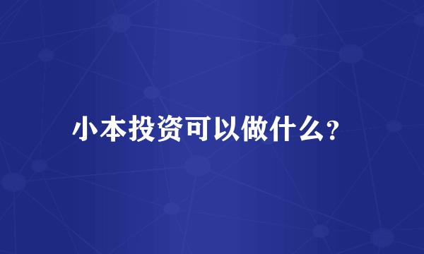 小本投资可以做什么？