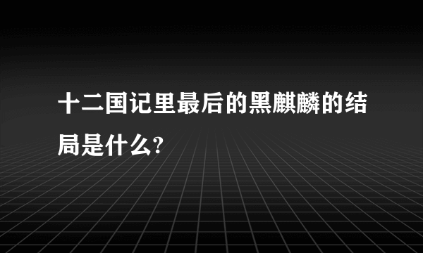 十二国记里最后的黑麒麟的结局是什么?