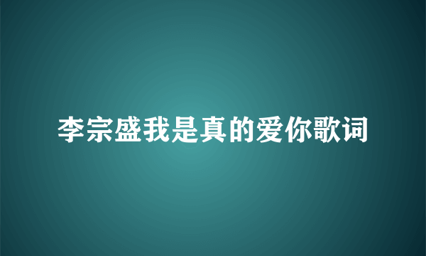 李宗盛我是真的爱你歌词