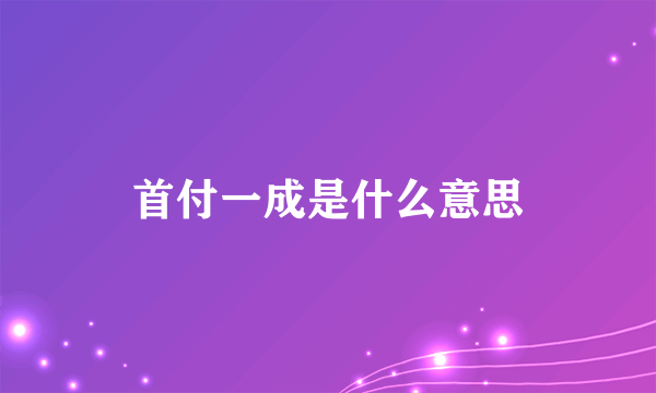 首付一成是什么意思