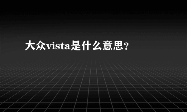 大众vista是什么意思？