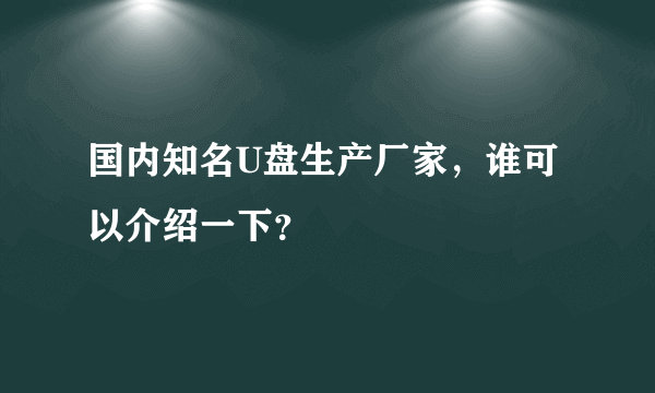 国内知名U盘生产厂家，谁可以介绍一下？