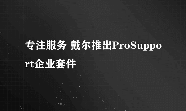 专注服务 戴尔推出ProSupport企业套件