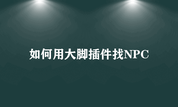 如何用大脚插件找NPC