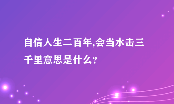 自信人生二百年,会当水击三千里意思是什么？