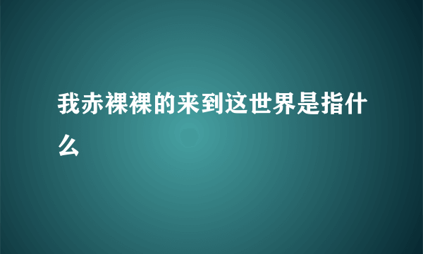 我赤裸裸的来到这世界是指什么