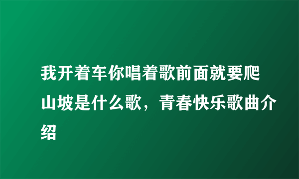 我开着车你唱着歌前面就要爬山坡是什么歌，青春快乐歌曲介绍