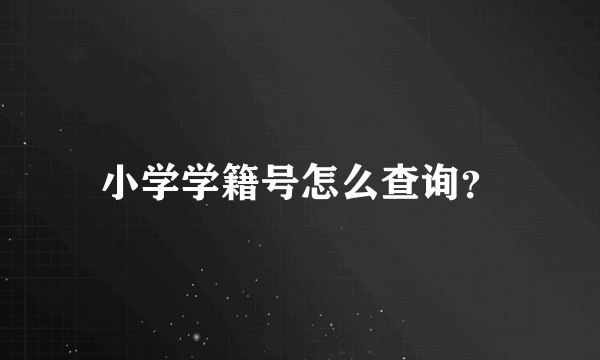 小学学籍号怎么查询？