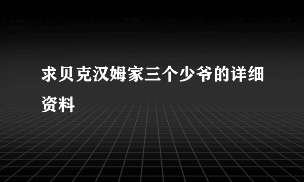 求贝克汉姆家三个少爷的详细资料