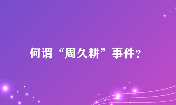 何谓“周久耕”事件？