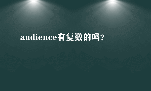 audience有复数的吗？