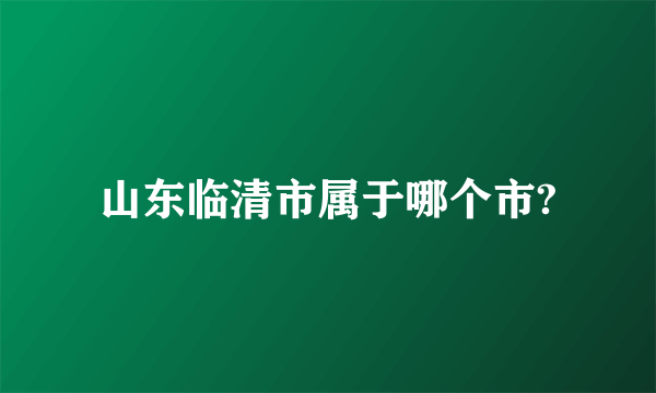 山东临清市属于哪个市?