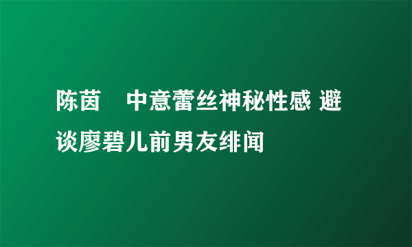 陈茵媺中意蕾丝神秘性感 避谈廖碧儿前男友绯闻